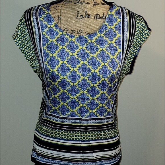 The Limited Tops - The Limited Medallion blue and yellow top